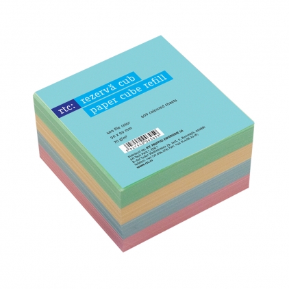 Notite adezive, Kores, 75 x 75 mm, multicolor, 450 file Rezerva cub hartie RTC, 400 file, 90 x 90 mm, 70 g/mp, color