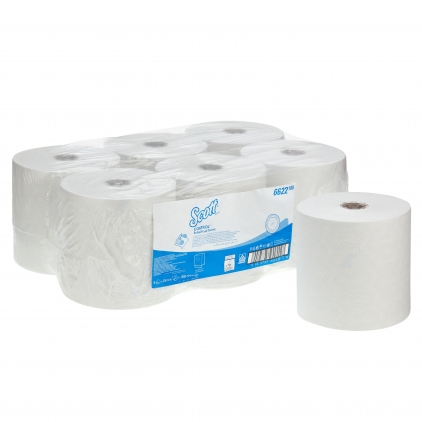 Dispenser Kimberly-Clark Aquarius pentru prosoape pliate Rola prosop autocut, Kimberly Clark, Scott Control, 1 strat, alb, 300 metri, 6 role/set