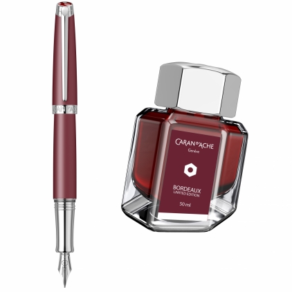 Seturi Instrumente de Scris Set Stilou 18k Nib + Calimara Caran Dache Leman Bordeaux Matt SRT