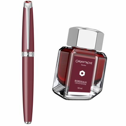 Seturi Instrumente de Scris Set Stilou 18k Nib + Calimara Caran Dache Leman Bordeaux Matt SRT