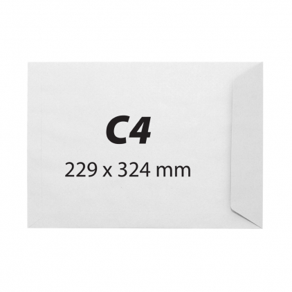 Plic C4, 229 x 324 mm, alb, banda silicon, 100 g/mp, 250 bucati/cutie