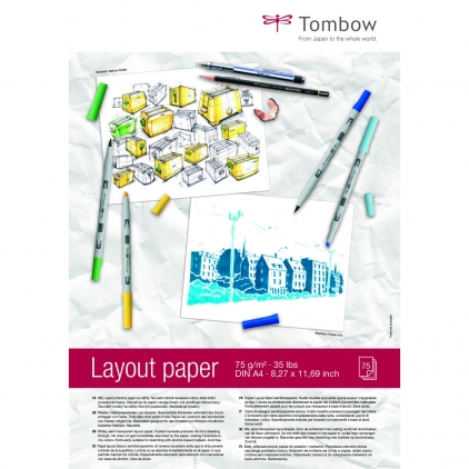 Alte articole din hartie cu destinatie speciala Hartie Semitransparenta pentru Grafica si Acuarela A4 Tombow Layout Paper 75g/mp - 75 coli