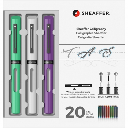 Set Caligrafie Sheaffer Mini Calligraphy 1.0 - 1.5 - 2.0 White CT Set Caligrafie Sheaffer Maxi Calligraphy 1.0 - 1.5 - 2.0 Lime - White - Purple CT