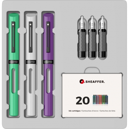 Set Caligrafie Sheaffer Mini Calligraphy 1.0 - 1.5 - 2.0 White CT Set Caligrafie Sheaffer Maxi Calligraphy 1.0 - 1.5 - 2.0 Lime - White - Purple CT