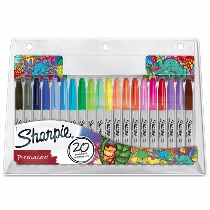 Marker permanent Edding 400, corp plastic, varf rotund, 1 mm, rosu Set 20 Markere Permanente Bullet Sharpie Fine Point Assorted Colors
