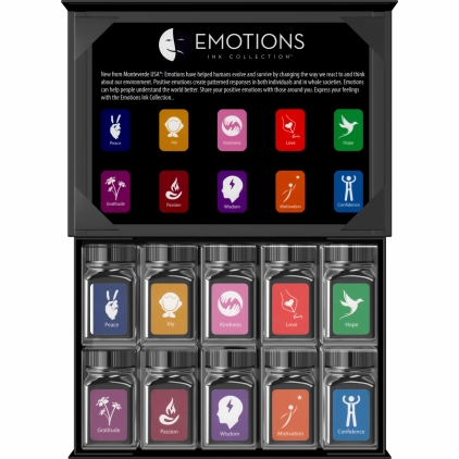 Stilou Sheaffer 100 Glossy Black NT Set 10 Calimara 30 ml Monteverde USA Emotions Assorted Colors