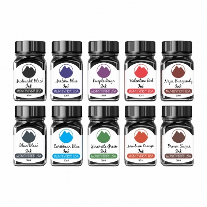 Stilou Waterman Hemisphere Stainless Steel CT Set 10 Calimara 30 ml Monteverde USA Core Assorted Colors