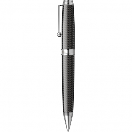Pix Pensan 2021, varf 1 mm, scriere albastra Pix Monteverde USA Invincia Deluxe Chrome Carbon Fiber CT