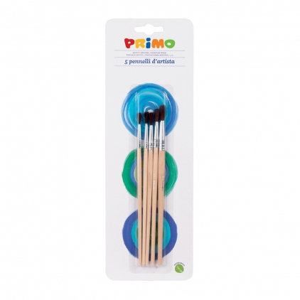 Tempera Morocolor Primo, 5 culori, tuburi de aluminiu, 12ml Set  pensule Morocolor Primo, rotunde, 5 bucati/set