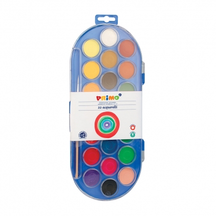 Creioane colorate Kores Kromas triunghiulare, 3 mm, 12 culori Acuarele Morocolor Primo, diametru pastila 30 mm, 22 culori
