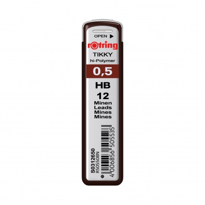 Creion Mecanic 0.5 Rotring Tikky Retro Red Metallic Mina Creion Mecanic Rotring Tikky 0.5 HB - Etui 12 Buc