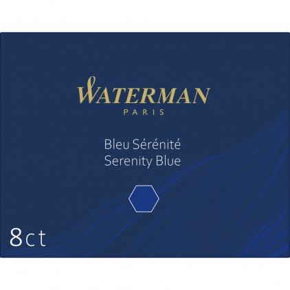 Set 8 Cartuse Large Size Proprietar Waterman Serenity Blue Lavabil