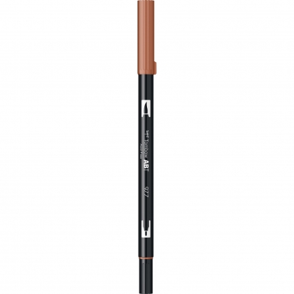 Marker permanent A-series, varf rotund, 2 mm, negru Marker Dual Brush Watercoloring Tombow ABT 977 Saddle Brown