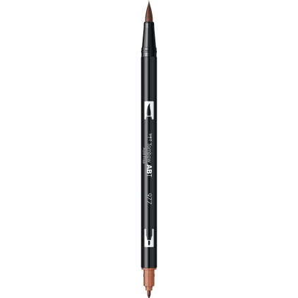 Marker permanent A-series, varf rotund, 2 mm, negru Marker Dual Brush Watercoloring Tombow ABT 977 Saddle Brown