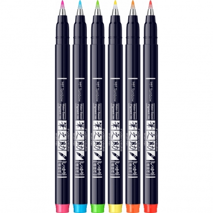 Kit Caligrafic Standardgraph Starter Scris Ornamental Set 6 Marker Caligrafic Hard Small Writing Tombow Fudenosuke Neon Colors