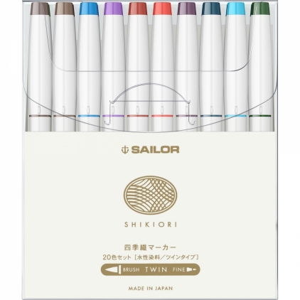 Marker OHP Noki Hi-Text 780, negru Set 20 Marker Caligrafic Pensula Sailor Shikiori Calligraphy Brushpen Twin