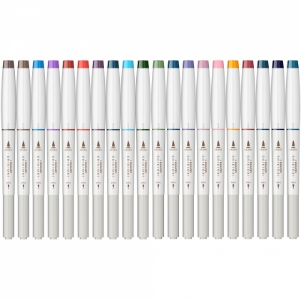 Marker OHP Noki Hi-Text 780, negru Set 20 Marker Caligrafic Pensula Sailor Shikiori Calligraphy Brushpen Twin