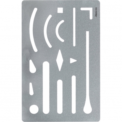 Sablon Arhitectura Standardgraph 1:100 Sablon Metalic pentru Radiera Fibra de Sticla Aristo 15 Simboluri 9 x 6 cm