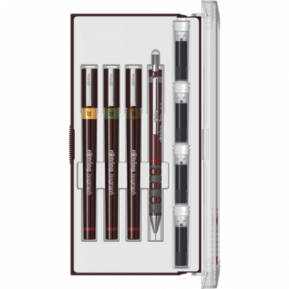 Tragator cu Tus Set 3 Tragator cu Tus  Rotring Isograph Junior 0.2 / 0.3 / 0.5