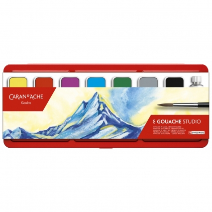 Set 10 Creioane Pastel Metalizat Carandache Neocolor I Set 8 Gouache Tablete Carandache Studio Gouache
