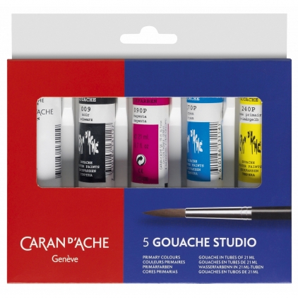 Set Stilou + Pix Bailey Light Glossy Resin Gray CT Set 5 Gouache Tub Carandache Studio Gouache