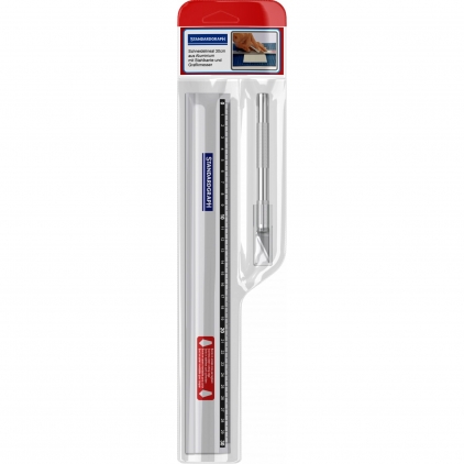 Rigla plata lemn cu insertie otel Standargraph Timber 40 cm Set Rigla plata aluminiu Standardgraph 30cm si Cutter