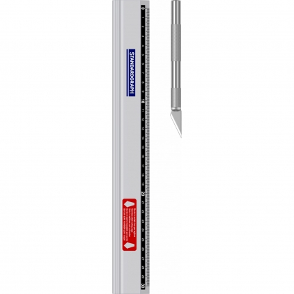 Rigla plata lemn cu insertie otel Standargraph Timber 40 cm Set Rigla plata aluminiu Standardgraph 30cm si Cutter