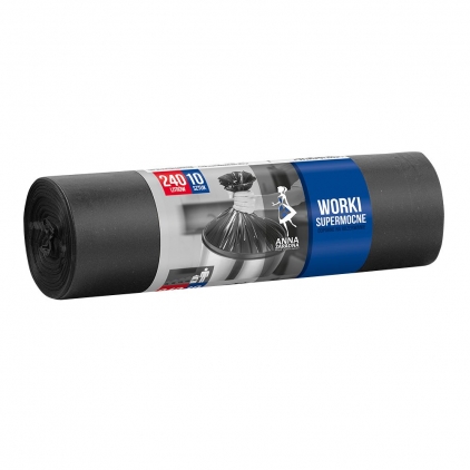 Saci menaj LDPE basic albastri, 60 L, 18 microni, 20 bucati/rola Saci menajeri HDPE, 240 l, negru, 10 bucati/rola