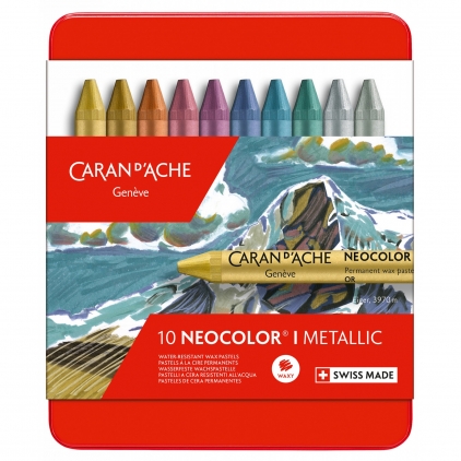 Set 10 Creioane Pastel Metalizat Carandache Neocolor I