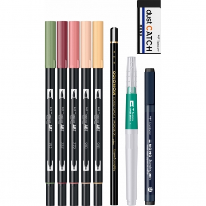 Textmarker Edding Ecoline, varf retezat, 2-5 mm, orange Set Watercoloring Tombow Floral