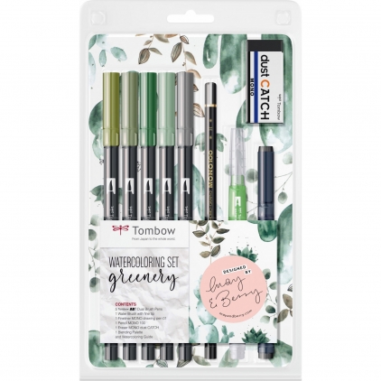 Marker Dual Brush Watercoloring Tombow ABT 837 Wine Red Set Watercoloring Tombow Greenery
