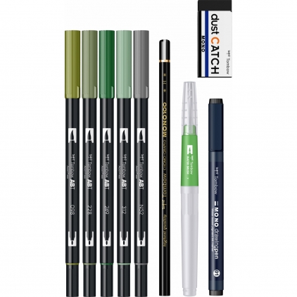 Marker Dual Brush Watercoloring Tombow ABT 837 Wine Red Set Watercoloring Tombow Greenery