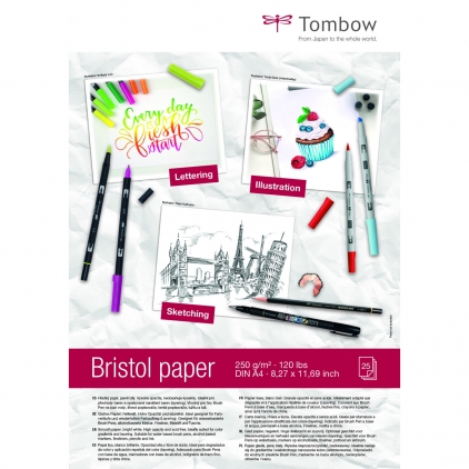 Alte articole din hartie cu destinatie speciala Hartie pentru Grafica si Caligrafie A4 Tombow Bristol Paper 250g/mp - 25 coli