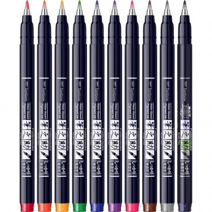 Set Standardgraph desen ornamente Set 10 Marker Caligrafic Hard Small Writing Tombow Fudenosuke Vivid Colors