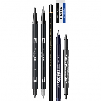 Toc Caligrafie Corp Lemn Grip Metal Standardgraph DeLuxe Black Set Caligrafie Incepatori Tombow Lettering