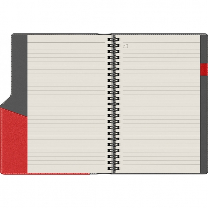Agenda Piele Princ Leather Business 930 B5 Model H Black Lined Agenda Precision Ultra A5 cu spirala Red Lined