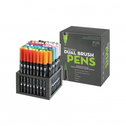 Creion Evidentiator Caran dAche Maxi Fluo Pink Set 96 Marker Dual Brush Watercoloring Tombow ABT Desk Set