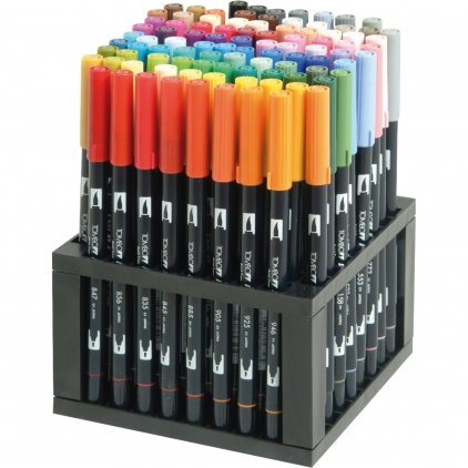 Creion Evidentiator Caran dAche Maxi Fluo Pink Set 96 Marker Dual Brush Watercoloring Tombow ABT Desk Set