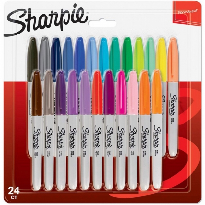 Set 24 Markere Permanente Bullet Sharpie Fine Point Assorted Colors