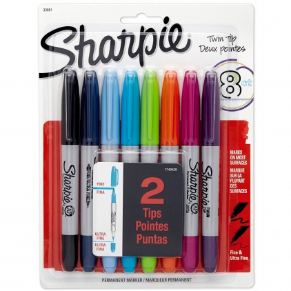 Marker Dual Brush Watercoloring Tombow ABT 476 Cyan Set 8 Markere Permanente Bullet Sharpie Twin Tip Assorted Colors