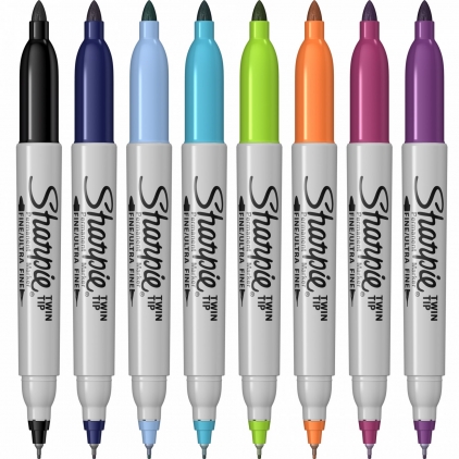 Marker Dual Brush Watercoloring Tombow ABT 476 Cyan Set 8 Markere Permanente Bullet Sharpie Twin Tip Assorted Colors