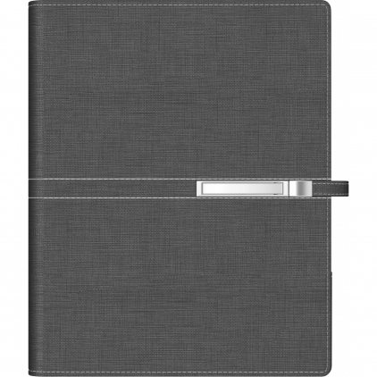 Agenda Precision Ultra A5 cu spirala Ultra Grey Lined Organizer Precision Trend A5 6 inele Black Lined