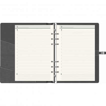 Agenda Precision Ultra A5 cu spirala Ultra Grey Lined Organizer Precision Trend A5 6 inele Black Lined
