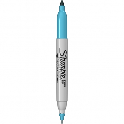 Kit Edding 8901, ceara pentru reparatii mobila, molid, blister Marker Permanent Bullet Sharpie Twin Tip Turquoise