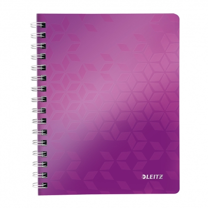 Notebook A5 Rhodiarama, 80 file, ivory, dictando, lila Caiet de birou Leitz WOW, PP, A5, cu spira, matematica, mov metalizat