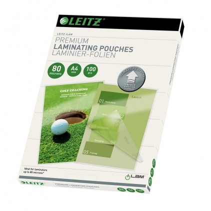 Coperti indosariere Apex, imitatie piele, A4, albe, 100 coli/top Folie Leitz UDT pentru laminare la cald, A4, 80 microni