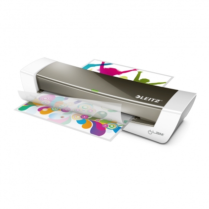 Folie de laminat, Ibico, A4, 75 microni, 100 bucati/set Laminator Leitz iLAM Home Office, A4, kit folii laminare inclus, gri