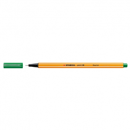 Liner Stabilo Point 88, varf fetru, 0.4 mm, 6 culori/set (rosu, negru, albastru, verde, roz, mov) Liner Stabilo Point 88, varf fetru, 0.4 mm, verde