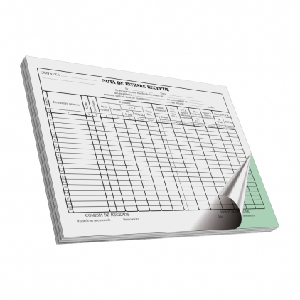 Dispozitie de livrare, A5, 100 file, fata-verso, 3 bucati/set Nota de intrare - receptie, A4, 50 file, 2 exemplare, 3 bucati/set