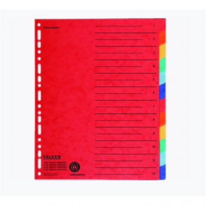 Index Esselte Mylar, 1-31, A4 Separatoare Falken, A4, index 1-12, carton 220 g, 6 culori